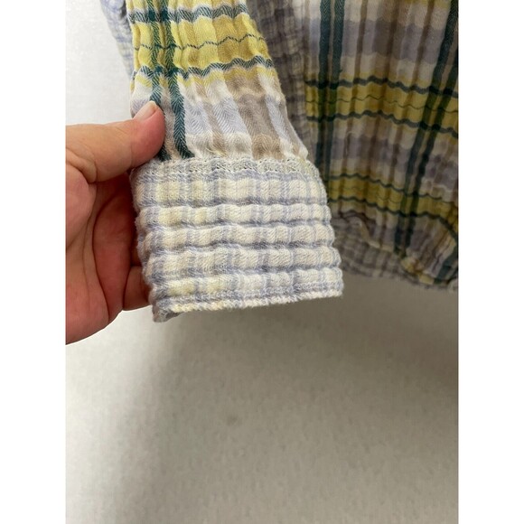 Free People Womens Guys Button Up Shirt Gray Green and yellow Size XS - Picture 3 of 11